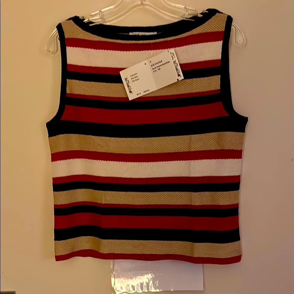 Striped Sleeveless Top - Red, Black, Gold